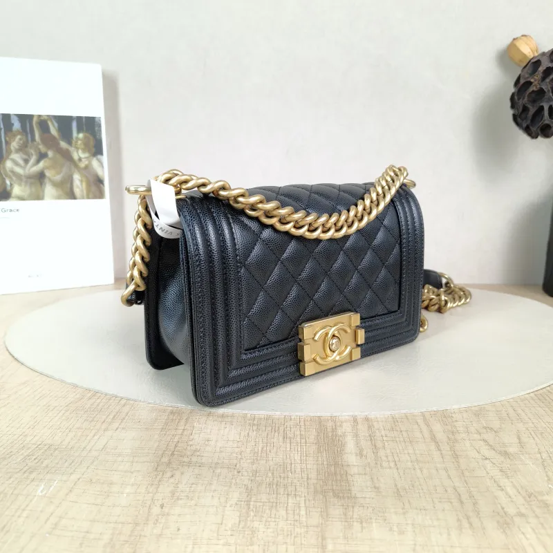 Chanel Crossbody Bag Le Boy​ Black Grained Calfskin Small 20.5 × 8.5 × 12 cm — cover view 5 of 5