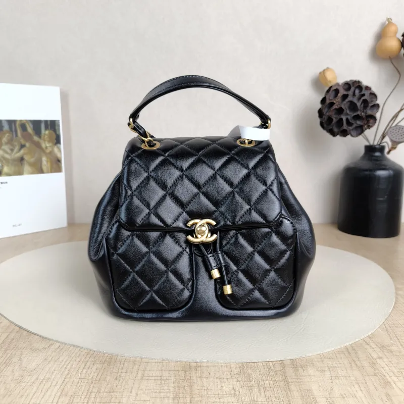 Chanel Crossbody Bag23k Backpack Black Lambskin 23 × 12 × 20 cm