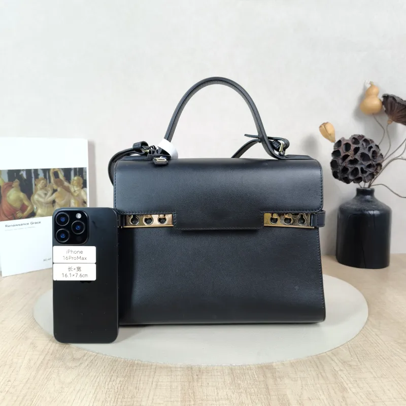 DELVAUX Crossbody Bag Tempete Top Handle Bag Black Calfskin Medium27.5 × 9 × 23 cm — cover view 3 of 6