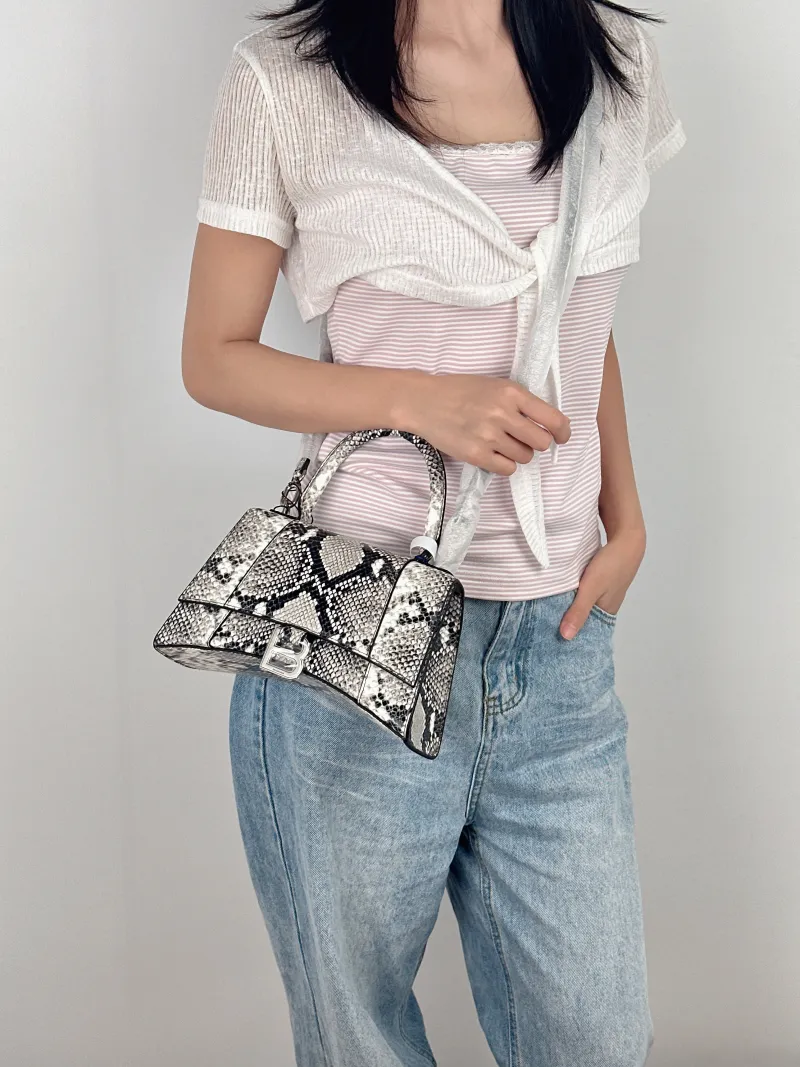 BALENCIAGA Crossbody Bag Hourglass Hourglass Bag Colorblock Embossed Calfskin Small23 × 10 × 14 cm — on-model view 2 of 3