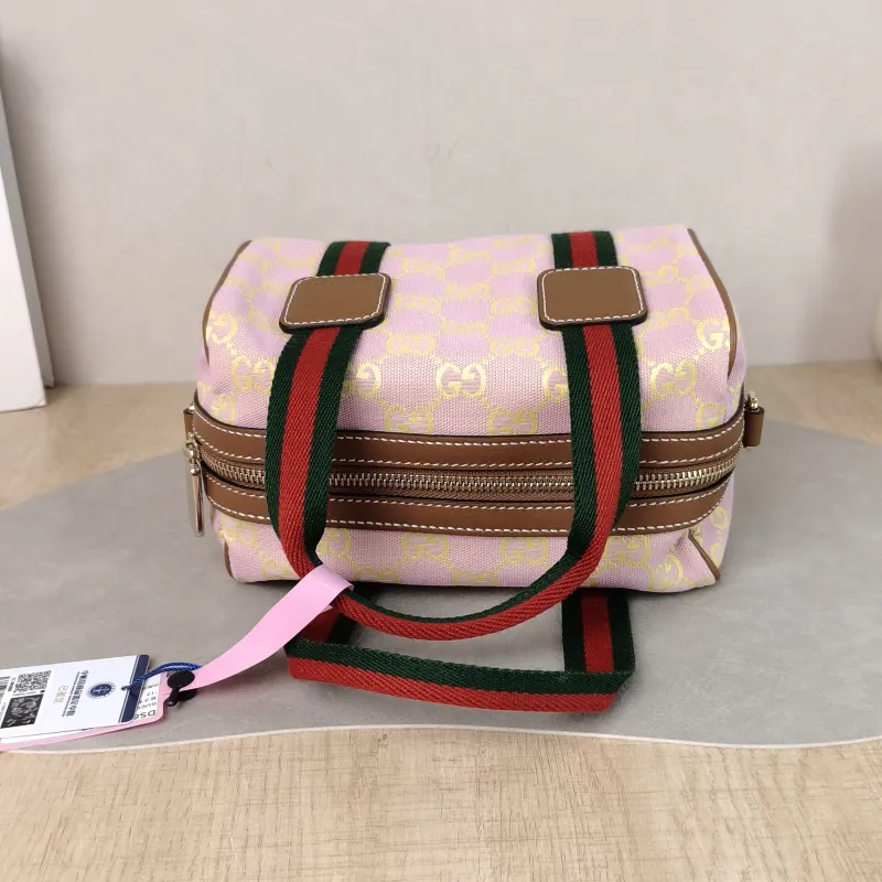 GUCCI Top Handle Bag Ophidia Pink Canvas One Size 20 × 12 × 13 cm — detail view 9 of 11