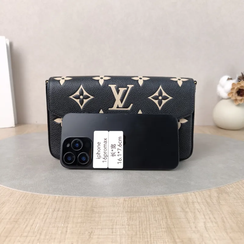 Louis Vuitton Crossbody Bag Pochette Félicie Black · White Calfskin Small 21 × 3 × 12 cm — cover view 4 of 6