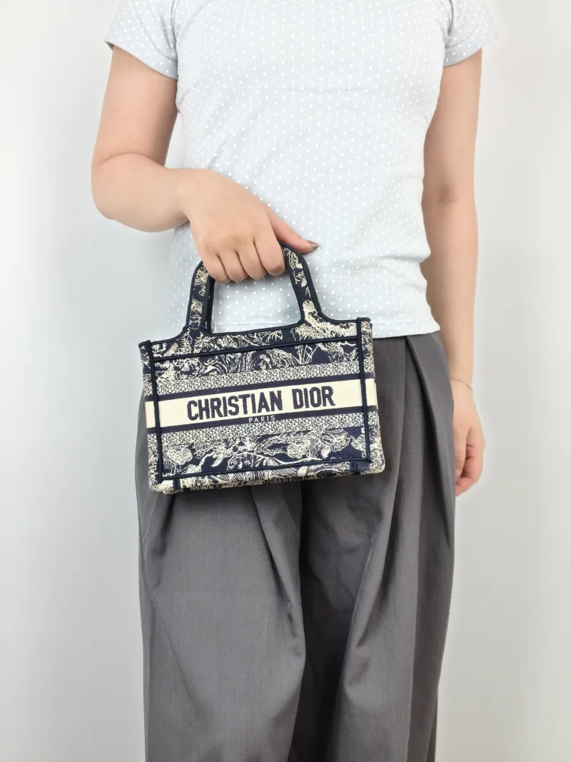 DIOR Top Handle Bag Book Tote Colorblock Canvasmini22.5 × 6 × 15 cm — on-model view 2 of 2