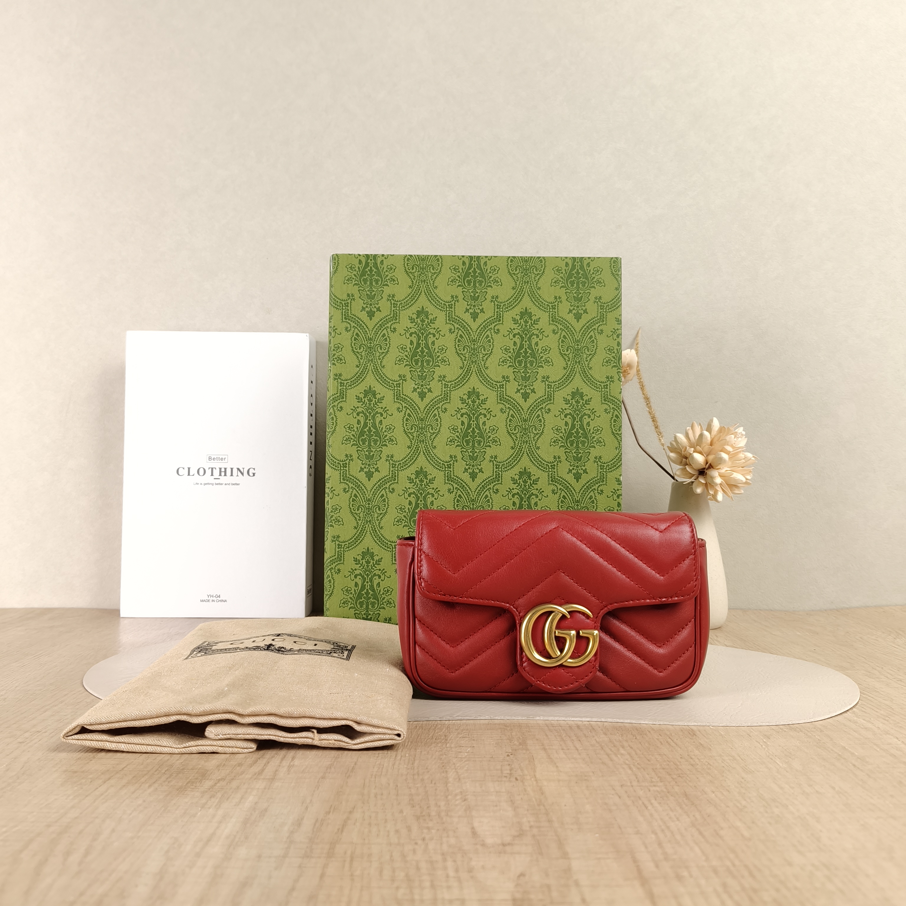 GUCCI Crossbody Bag GG Marmont Mini Marmont Mini Red Calfskinmini16.5 × 4.5 × 9.5 cm — cover view 2 of 6