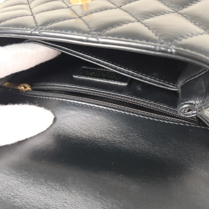 Chanel Crossbody Bag Coco Handle​ Woven Black Calfskin Small24 × 10 × 14 cm — detail view 8 of 14