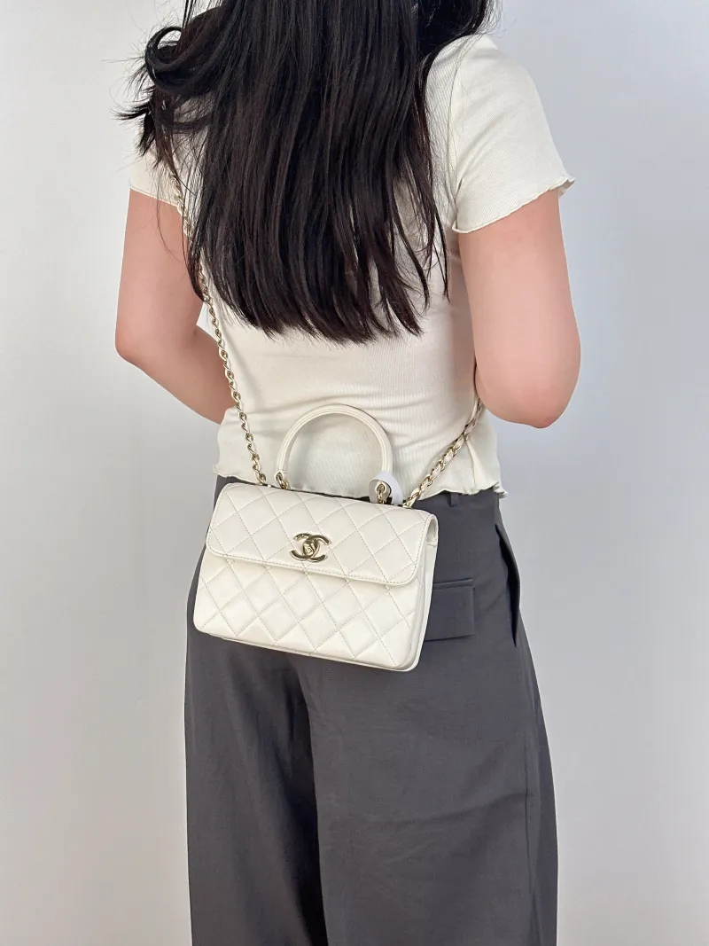 Chanel Crossbody Bag Trendy CC White Lambskinmini19.5 × 8 × 14.5 cm — on-model view 1 of 3
