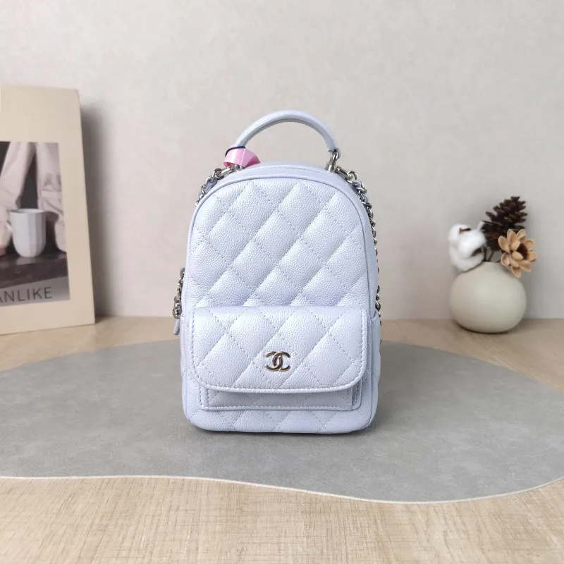 Chanel Backpack Mini Backpack Collection Blue Calfskin One Size 13 × 9 × 18 cm