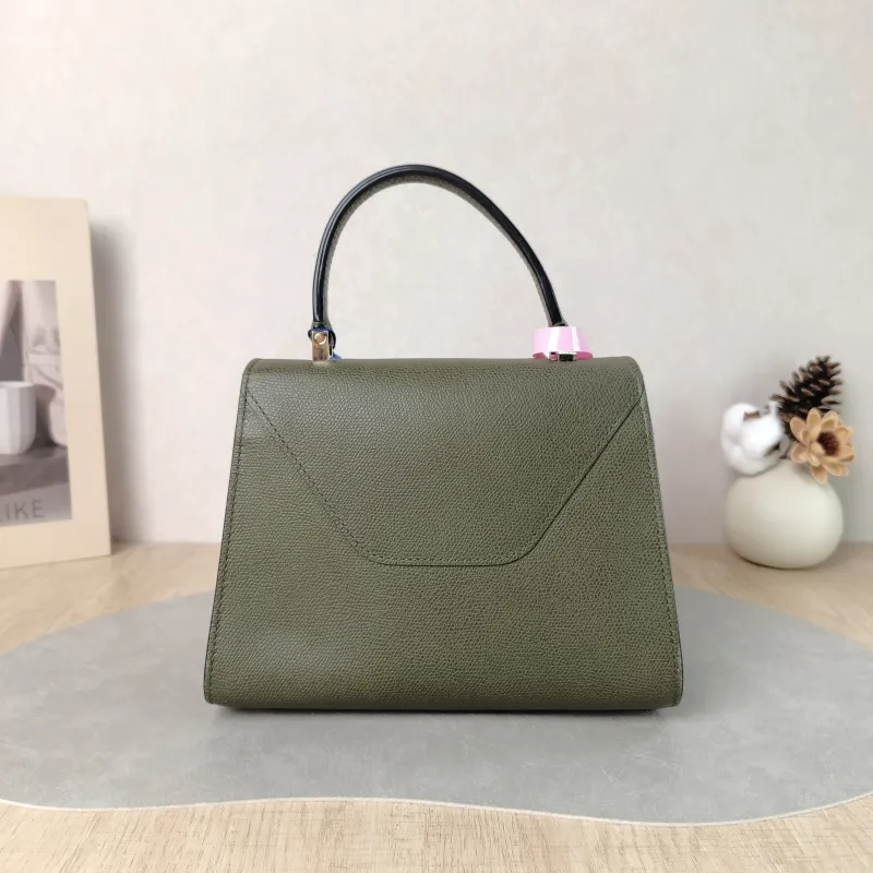 Valextra Crossbody Bag lside Top Handle Crossbody Bag Green Calfskin Small 22 × 12 × 16 cm — cover view 3 of 6