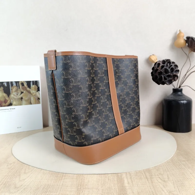 CELINE Crossbody Bag Triomphe Bucket Bag Monogram PVC Medium 24 × 18 × 27 cm — cover view 3 of 5
