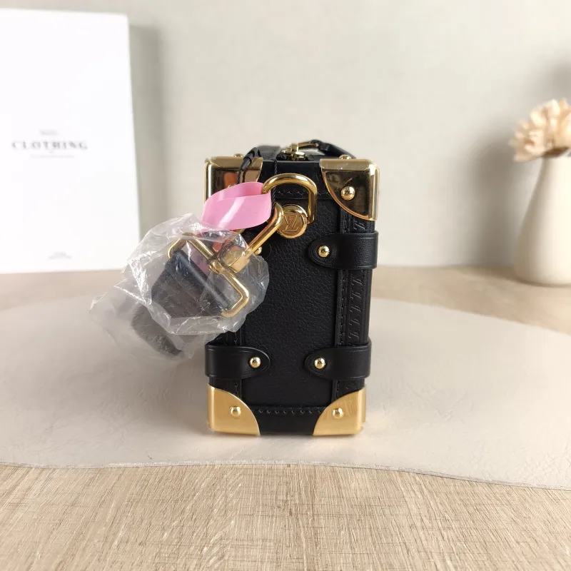Louis Vuitton Crossbody Bag Side Trunk Box Black Calfskin Small 19 × 7.5 × 12.5 cm — detail view 2 of 10