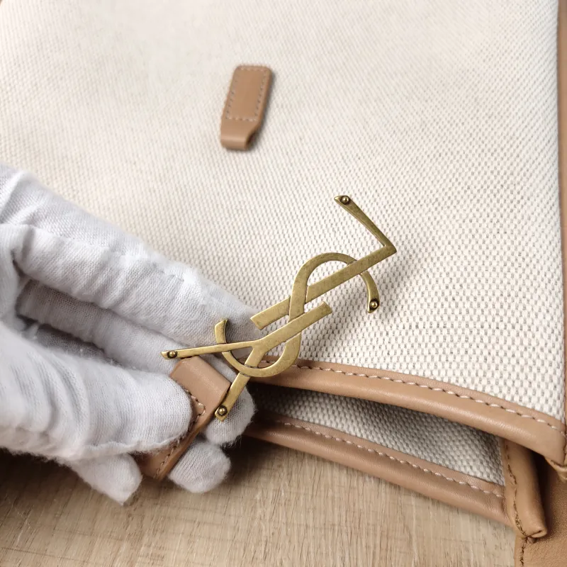 SAINT LAURENT Crossbody Bag LE 5 À 7 Hobo Inner Pouch Beige Brown Canvas Small 22.5 × 8.5 × 23 cm — detail view 9 of 14