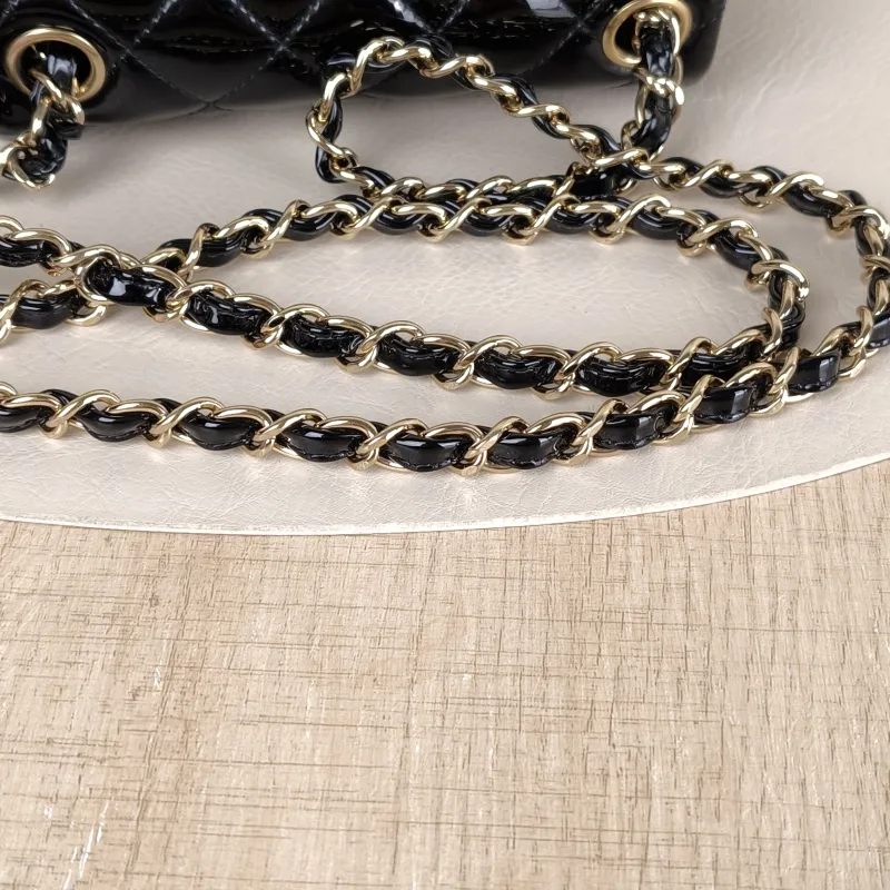 Chanel Crossbody Bag Classic Flap Mini CF Mini Black with Gold-Tone Hardware Patent Leathermini17 × 8 × 13.5 cm — detail view 6 of 13
