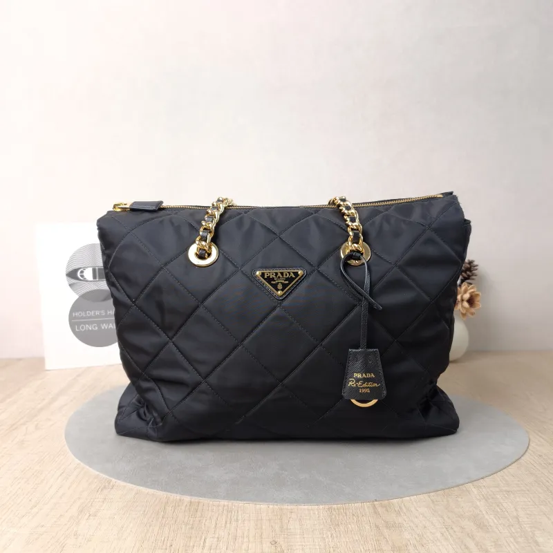 PRADA Shoulder Bag Re-Edition Black Nylon One Size 35 × 9 × 27 cm
