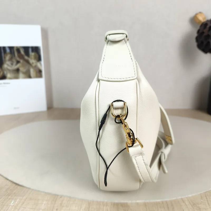 CELINE Crossbody Bag TEEN LULU hobo White Calfskin Small 21 × 5 × 18 cm — detail view 7 of 11