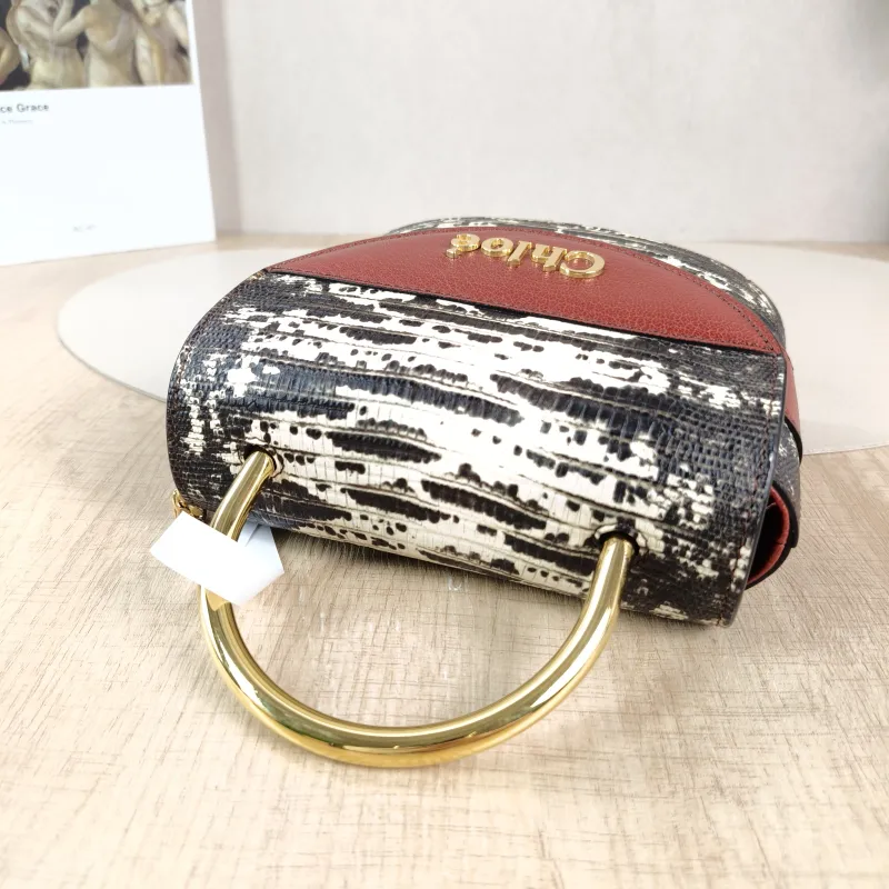 Chloé Shoulder Bag Aby Lock Shoulder Bag Colorblock Embossed Calfskin One Size 17 × 6.5 × 15.5 cm — detail view 2 of 15
