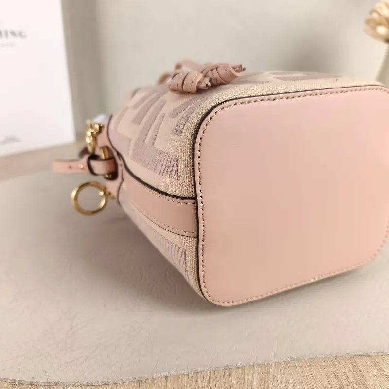 FENDI Crossbody Bag Mon Tresor Bucket Bag Pink Canvas Mini 12 × 10 × 18 cm — detail view 9 of 10