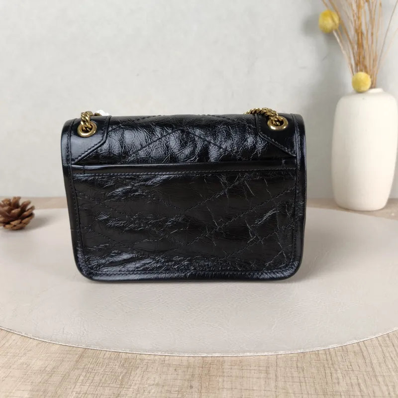 SAINT LAURENT Crossbody Bag Niki Black Waxed Leather Calfskin Mini 18 × 5 × 12.5 cm — cover view 3 of 5