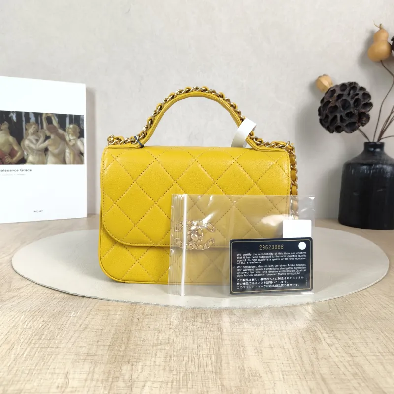 Chanel Crossbody Bag Top Handle Crossbody Bag Yellow Calfskin 20 × 6 × 14 cm 28 — cover view 3 of 6