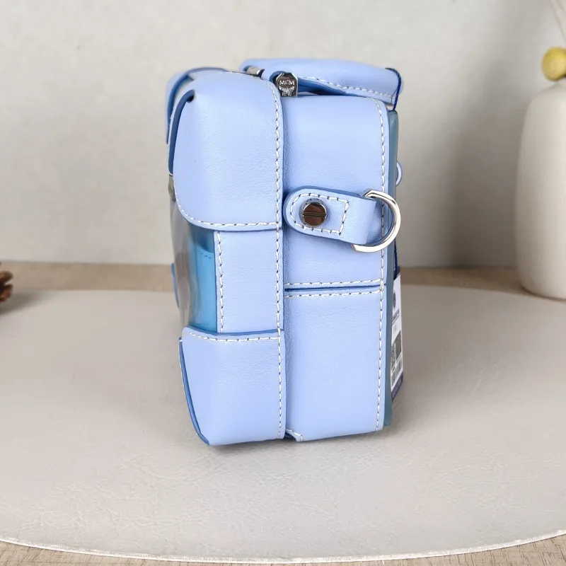 MCM Crossbody Bag Soft Berlin Visetos Box Top Handle Crossbody Bag Blue PVC Pink Canvas 19 × 8 × 14 cm — detail view 2 of 13
