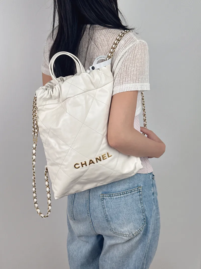 Chanel Backpack22Bag Backpack White Calfskin Small29 × 8 × 34 cm — on-model view 2 of 3