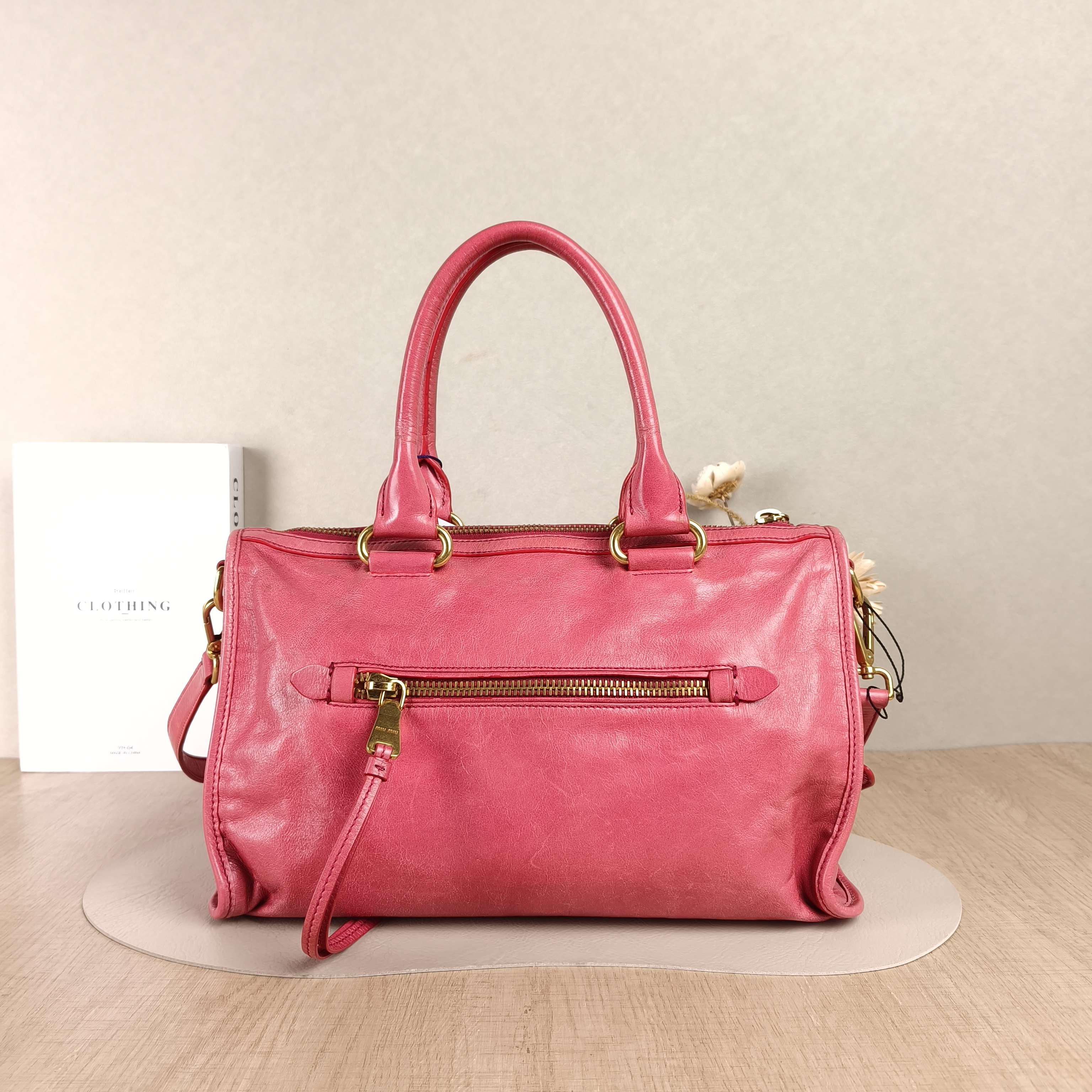 Miumiu Crossbody Bag Crossbody Bag Pink Waxed Leather One Size35 × 16 × 20 cm — cover view 4 of 5