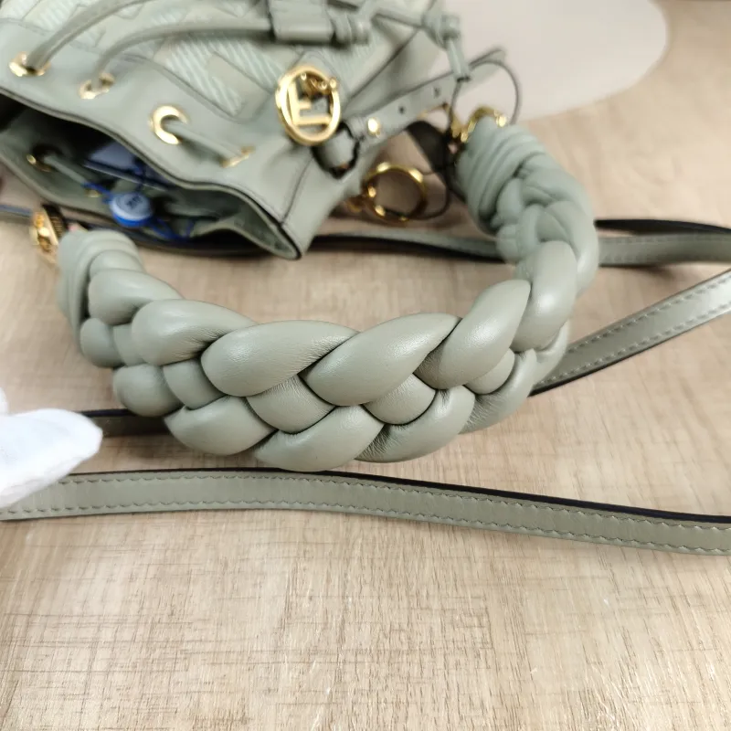 FENDI Crossbody Bag Mon Tresor Bucket Bag Green Canvas Mini 12 × 10 × 18 cm — detail view 8 of 11