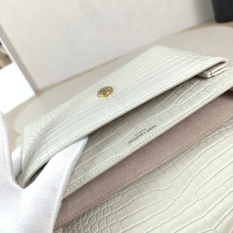 SAINT LAURENT Crossbody Bag SUNSET White Calfskin Medium 22 × 6.5 × 16 cm — detail view 6 of 11