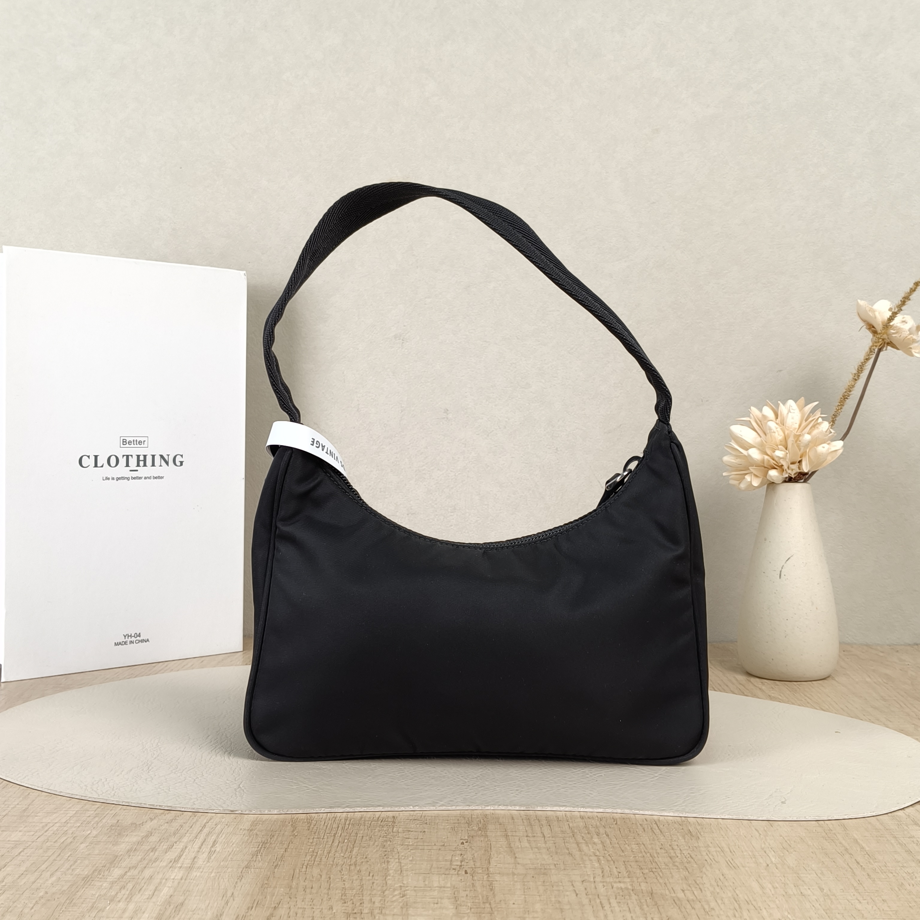 PRADA Shoulder Bag Re-Edition 2000 Hobo Black Nylonmini22 × 6 × 17 cm — cover view 3 of 5