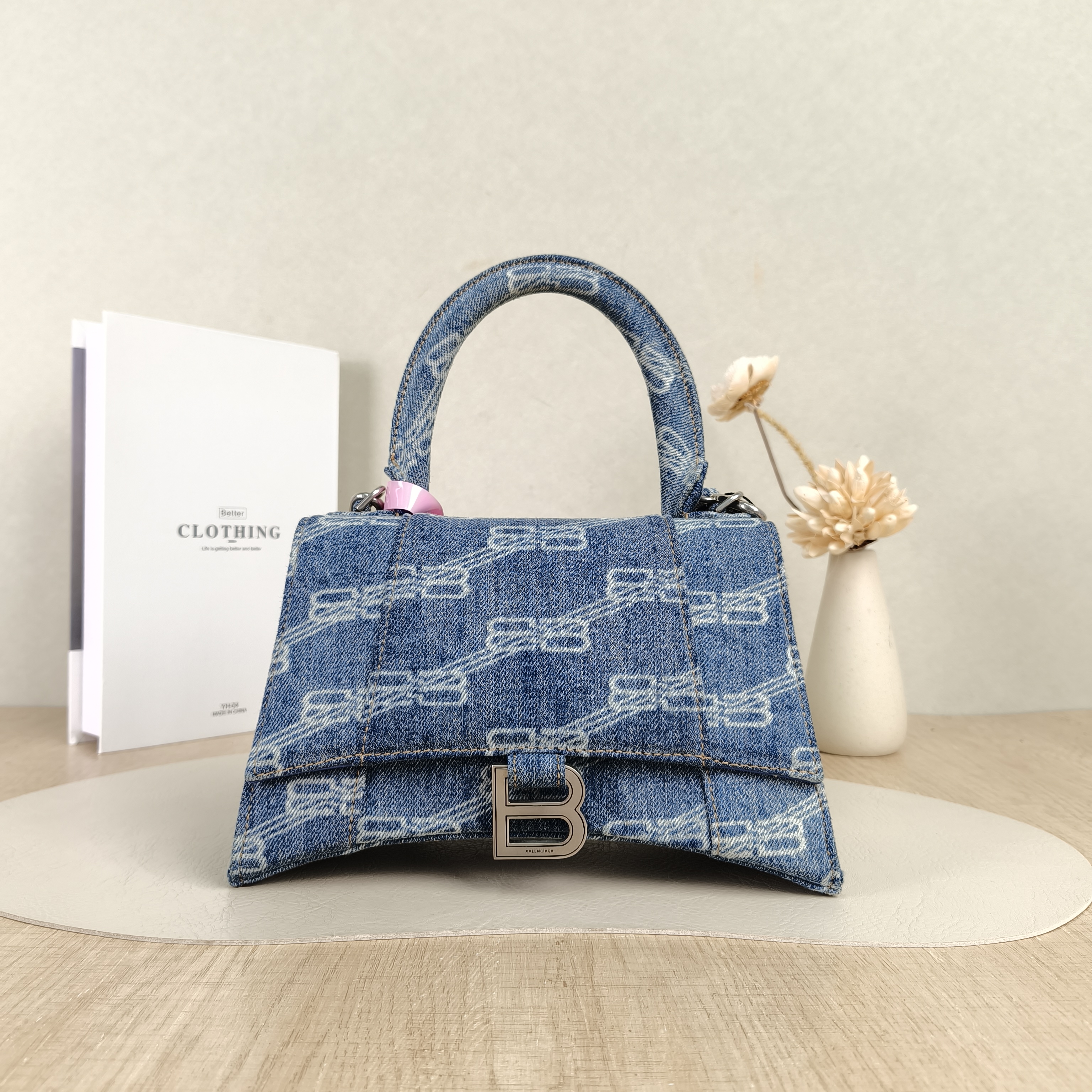 BALENCIAGA Crossbody Bag Hourglass Hourglass Bag Blue Small23 × 10 × 14 cm