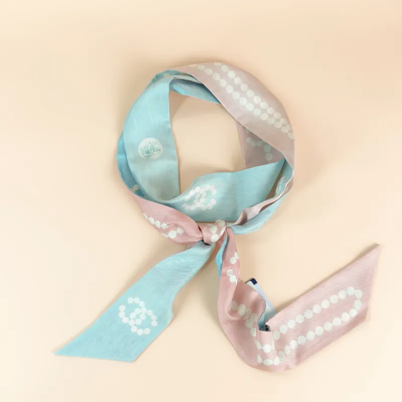 Chanel Pink Blue Silk One Size 6*200cm