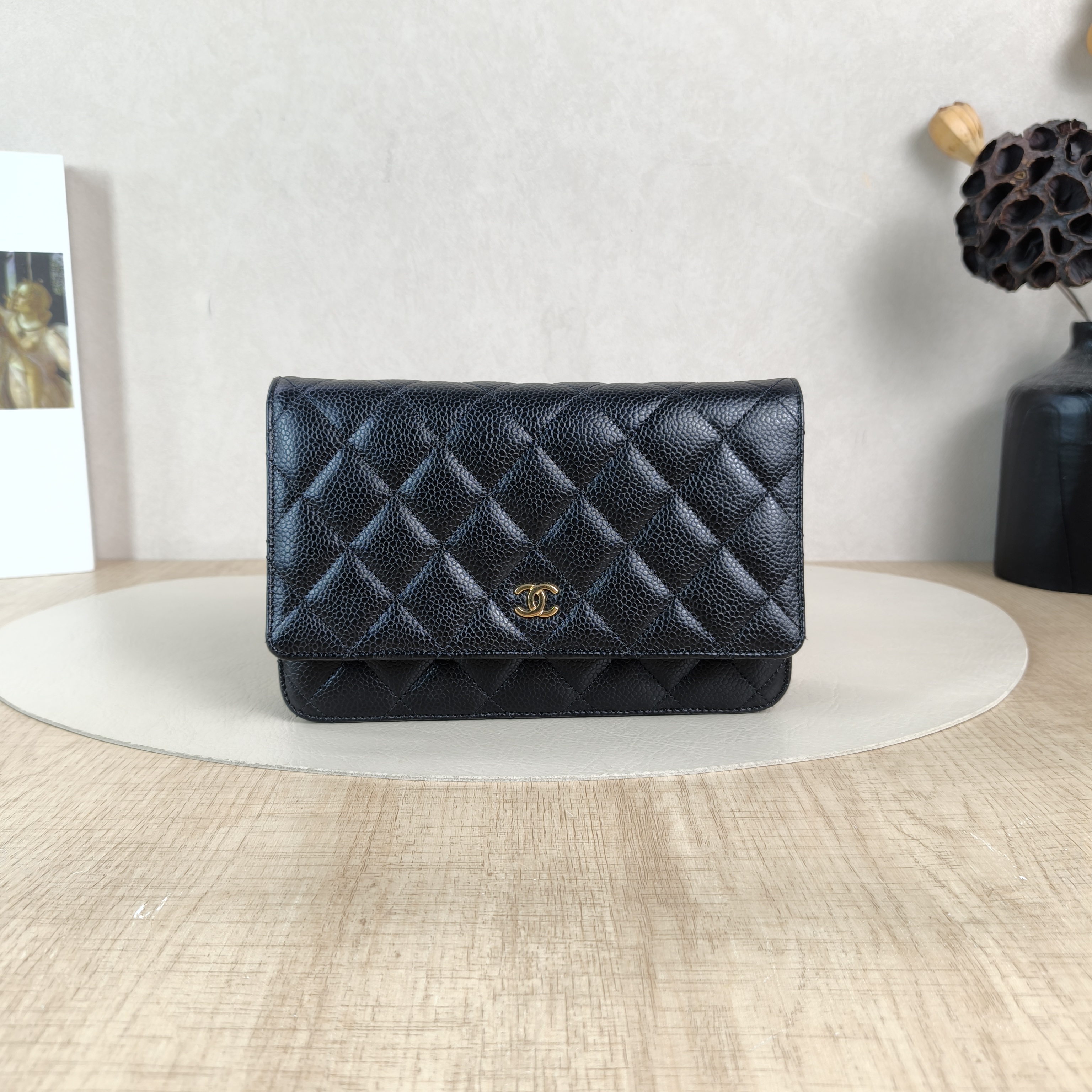 Chanel Crossbody Bag Classic Flap WOC CF WOCWOC Bag Black Grained Calfskinmini19.2 × 3.5 × 12.3 cm