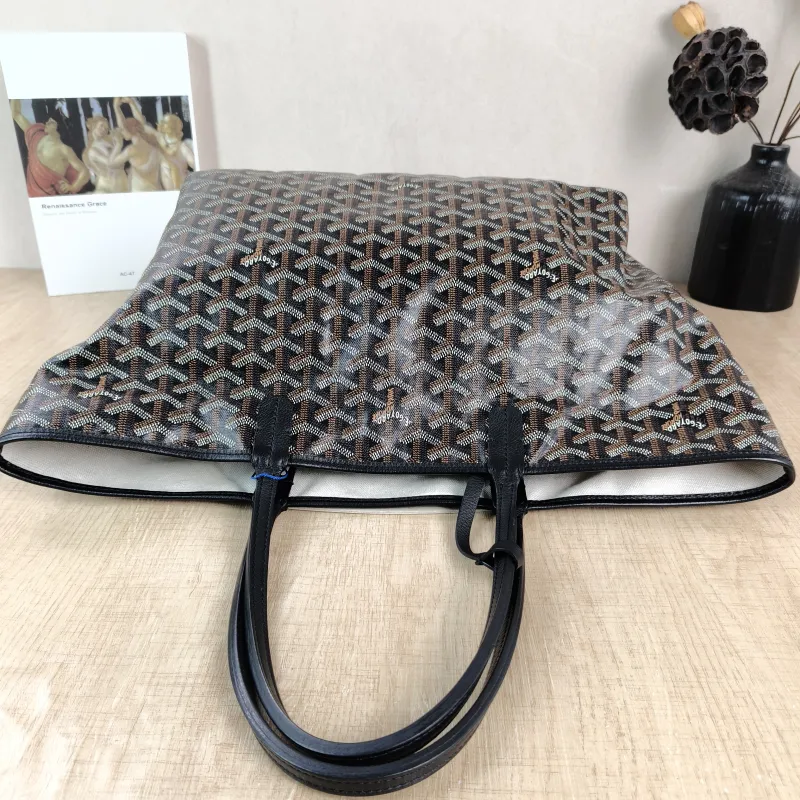 GOYARD Shoulder Bag SAINT LOUIS Shopping Tote Black PVC Small 34 × 15 × 28 cm — detail view 13 of 13