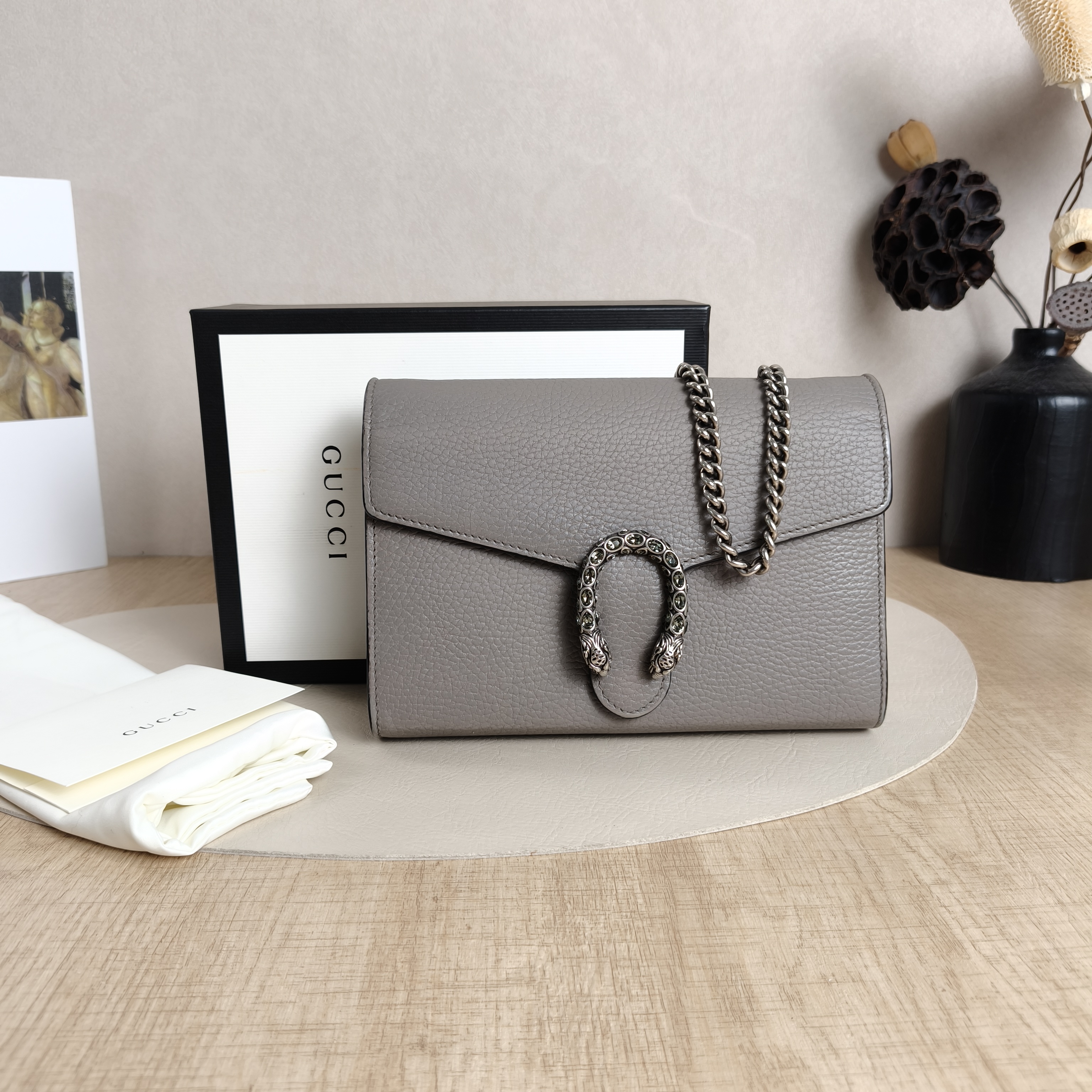 GUCCI Crossbody Bag Dionysus woc Grey Calfskin One Size20 × 5 × 13 cm — cover view 3 of 11