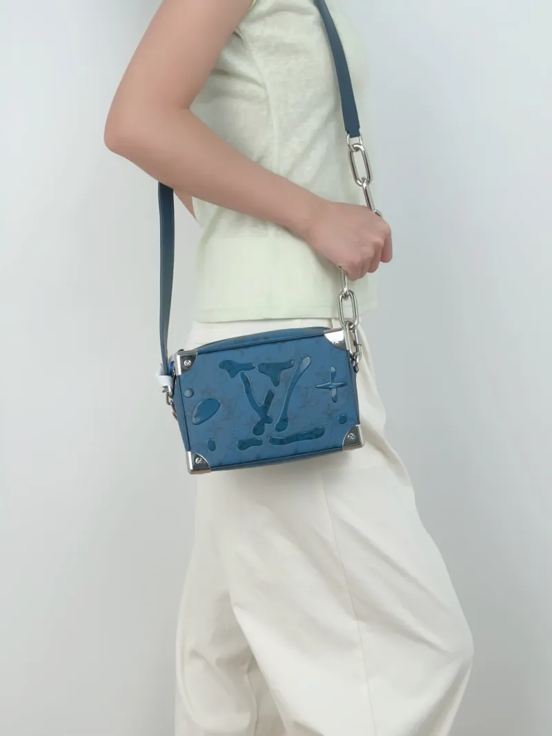Louis Vuitton Crossbody Bag SOFT TRUNK Box Blue PV Cmini18.5 × 8 × 13 cm — on-model view 3 of 3