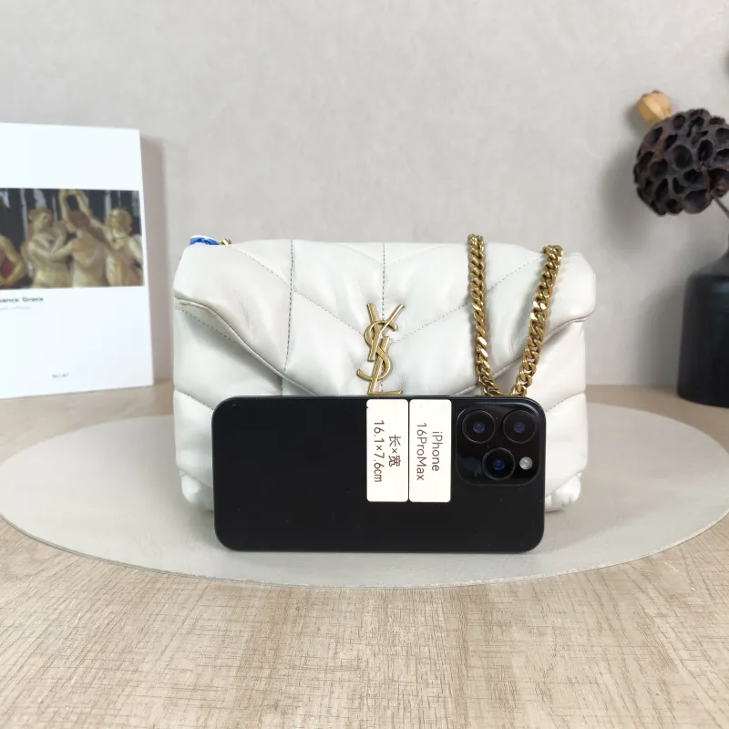 SAINT LAURENT Crossbody Bag LOULOU PUFFER White Lambskinmini23 × 8.5 × 15.5 cm — cover view 5 of 5