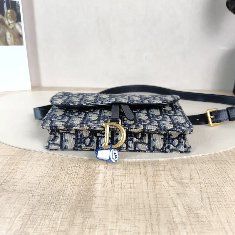 DIOR Belt Bag Saddle Belt Bag Blue Canvas One Size 17 × 3.5 × 10.5 cm — cover view 4 of 5