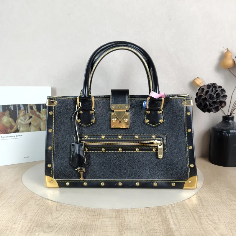 Louis Vuitton Top Handle Bag Suhali Vintage Black Calfskin One Size 36 × 12 × 22 cm