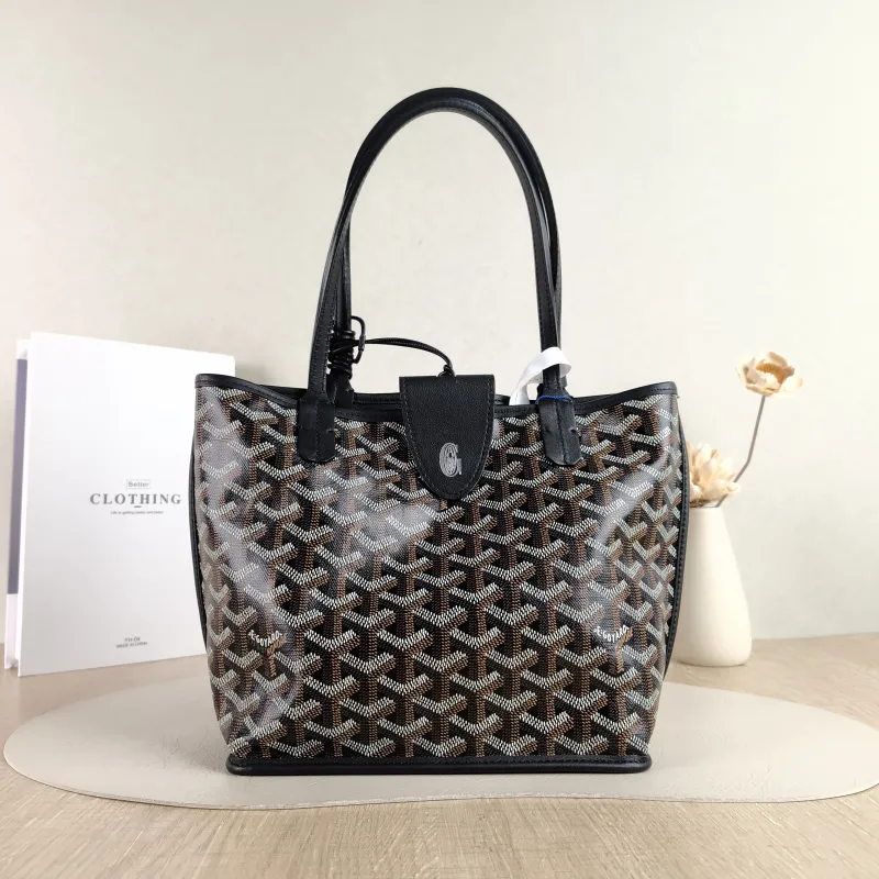 GOYARD Top Handle Bag ANJOU Shopping Tote Black ine Canvas Mini 19.5 × 9 × 19.5 cm — cover view 2 of 5
