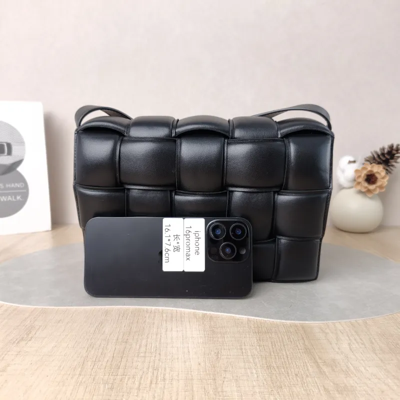 Bottega Veneta Crossbody Bag Padded Cassette Woven Black Lambskin Medium 26 × 8 × 18 cm — cover view 2 of 5