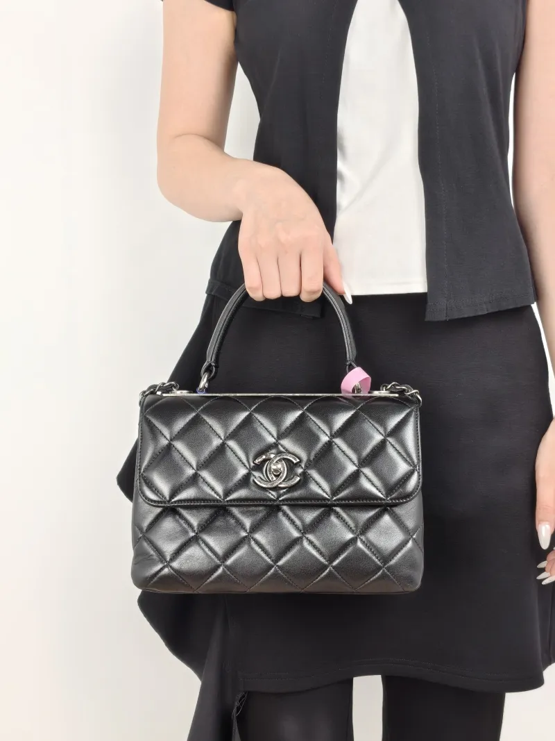 Chanel Crossbody Bag Trendy CC Black Lambskin Small25 × 12 × 17 cm — on-model view 2 of 3