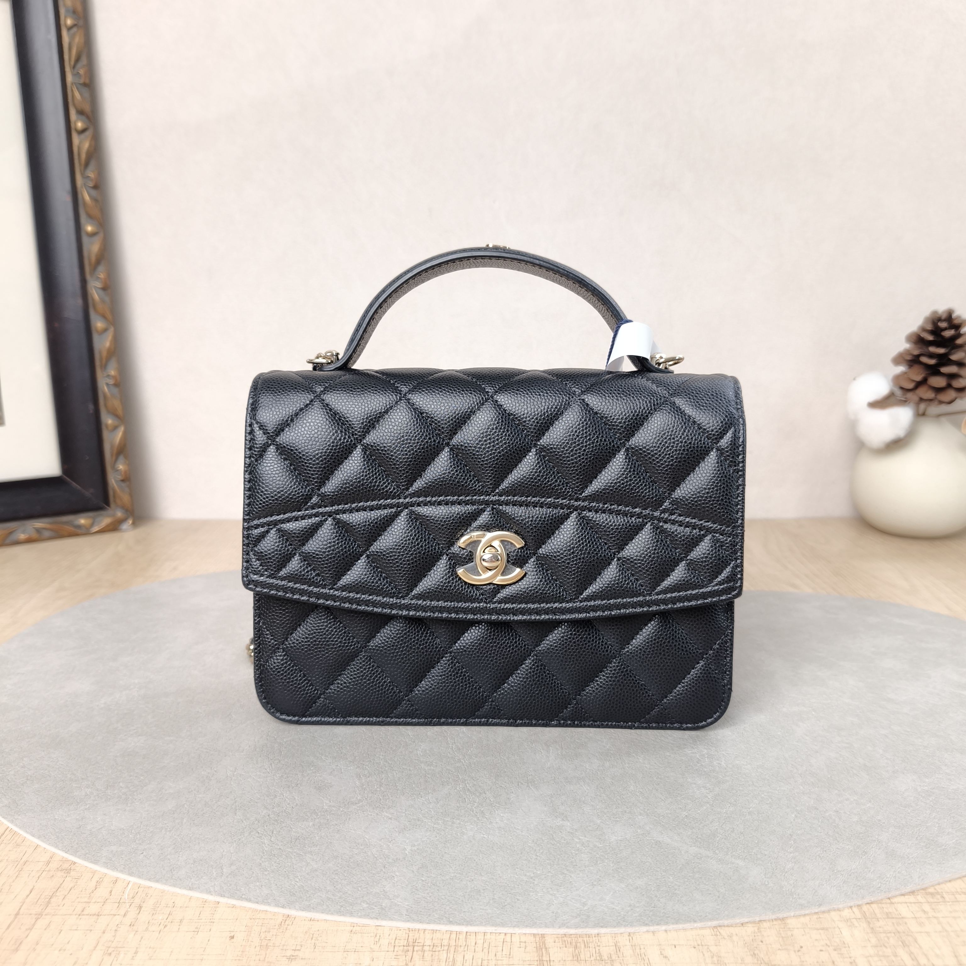 Chanel Backpack Backpack Black Grained Calfskin One Size18.2 × 5 × 14 cm