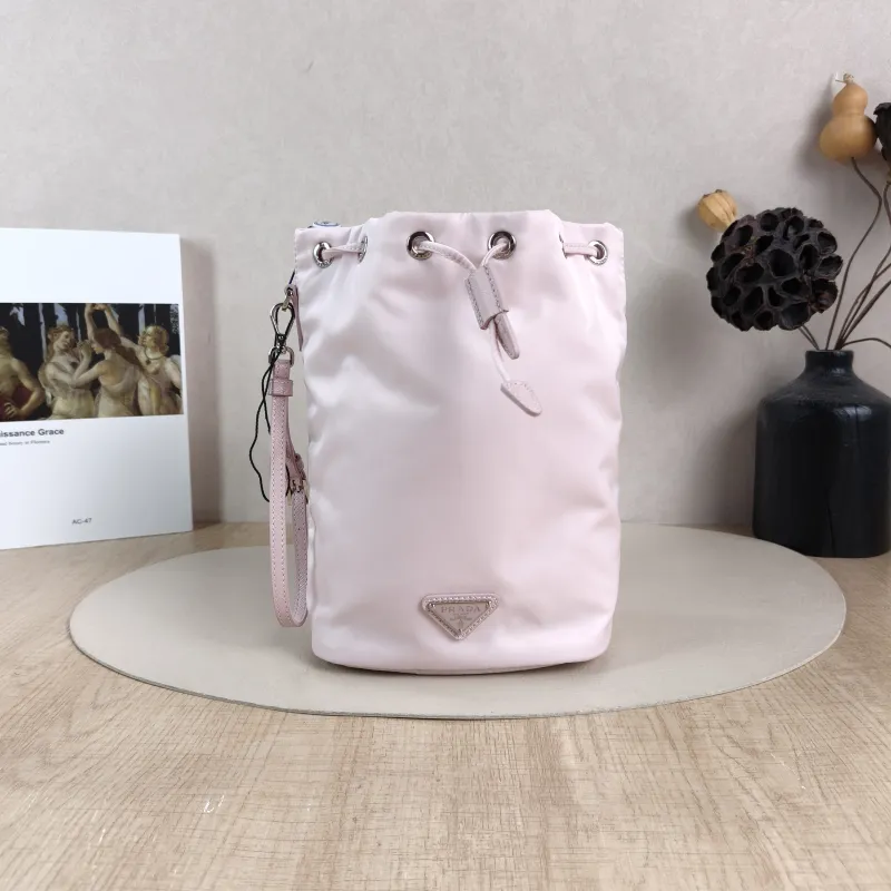 PRADA Shoulder Bag Bucket Bag Pink Nylon One Size 16 × 10 × 22 cm