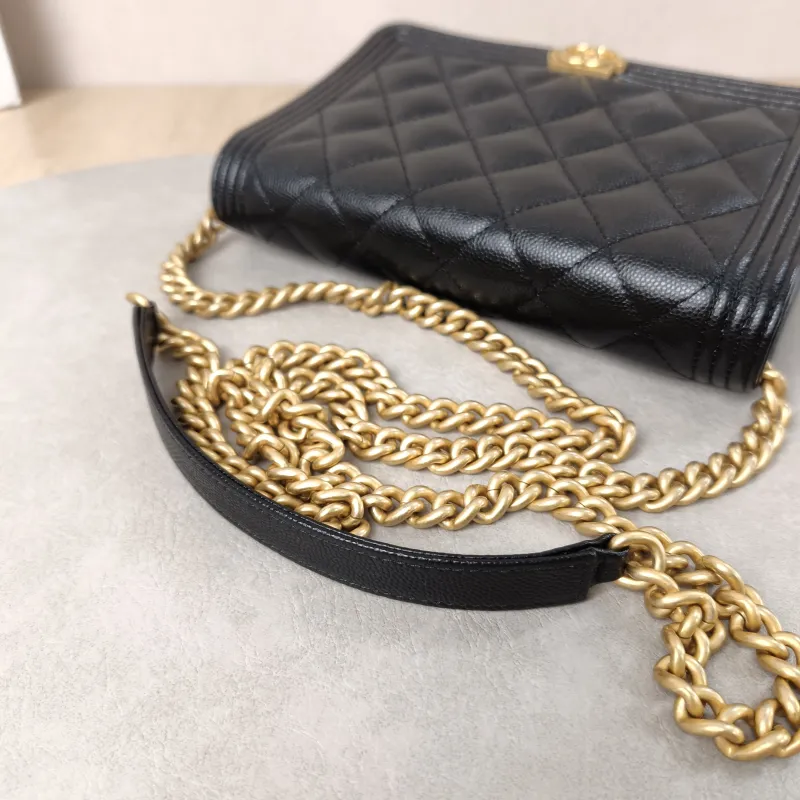 Chanel Crossbody Bag Le Boy​ WOC Black Grained Calfskinmini19.2 × 3.5 × 12.3 cm — detail view 13 of 15