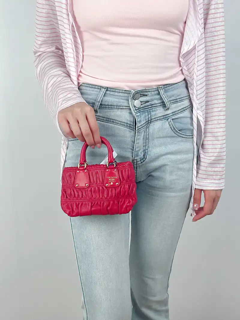PRADA Crossbody Bag Messenger Bag Crossbody Bag Red Calfskinmini14 × 5 × 10 cm — on-model view 2 of 3