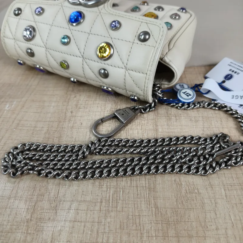 GUCCI Crossbody Bag GG Marmont Mini Marmont Mini White Calfskin Mini 16.5 × 4.5 × 9.5 cm — detail view 11 of 13