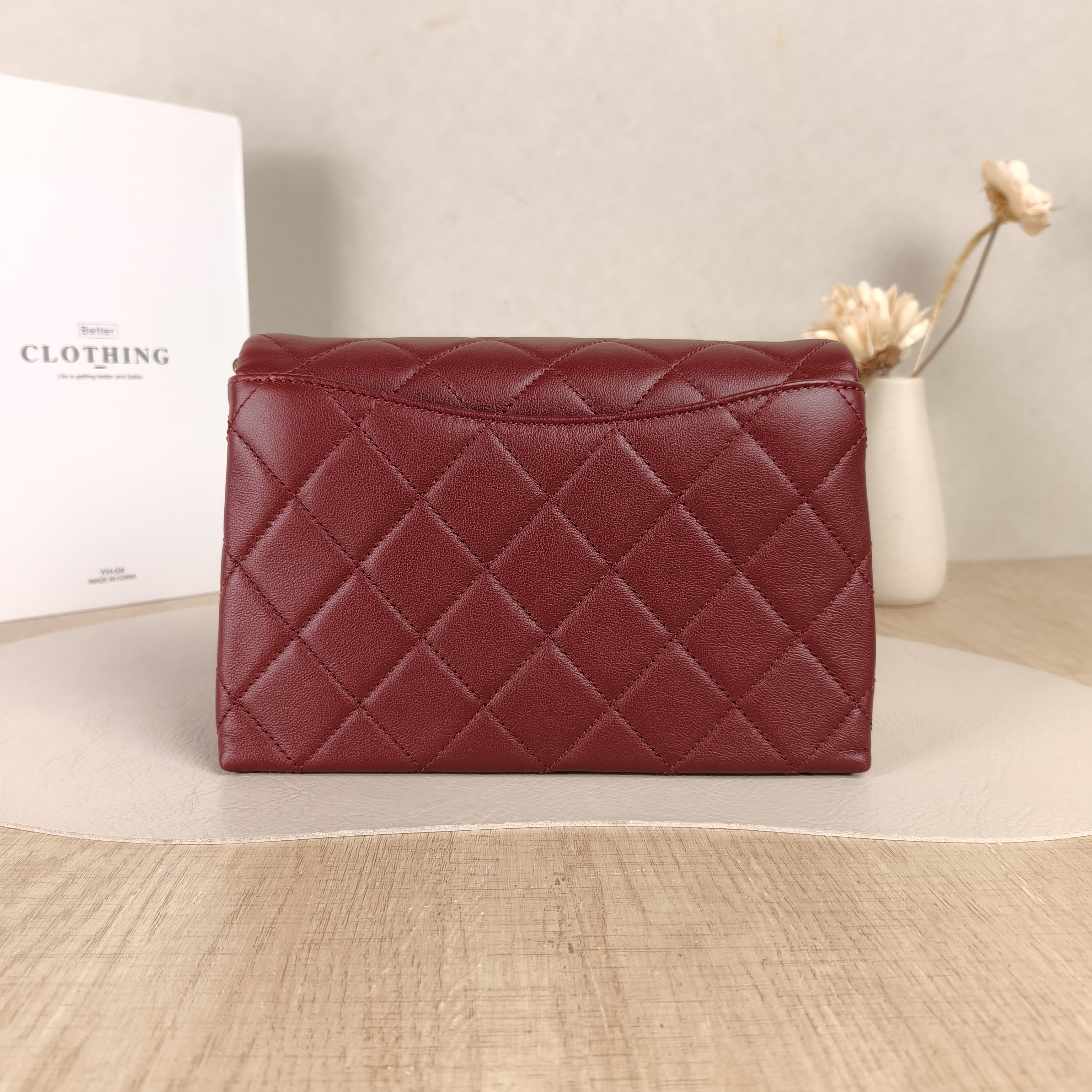 Chanel Shoulder Bag Woven Editioncf Burgundy Calfskin One Size21.5 × 9 × 14 cm — cover view 4 of 5