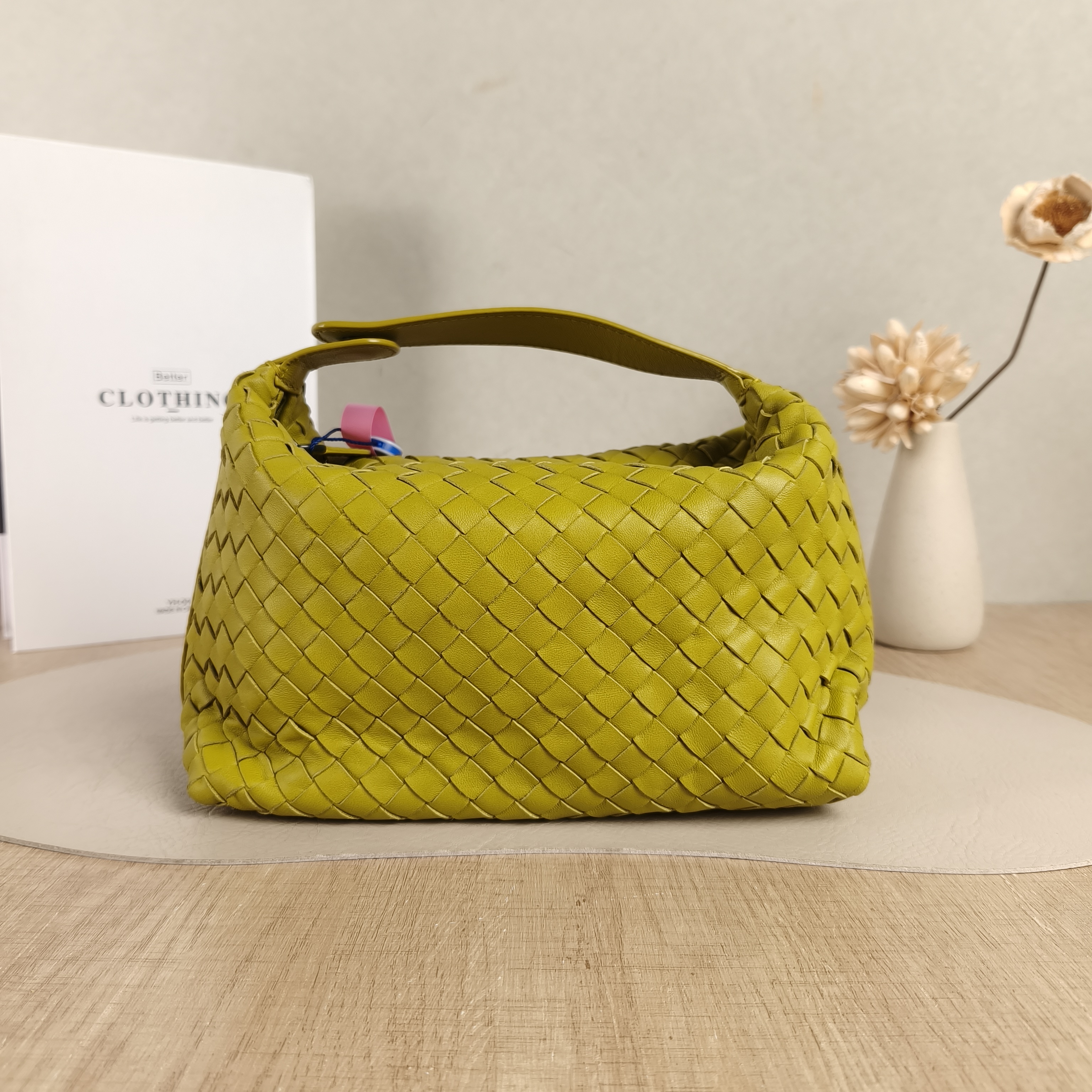 Bottega Veneta Top Handle Bag Wallace Woven Vanity Case Bag Green Calfskin Medium20 × 9.5 × 13 cm — cover view 4 of 5