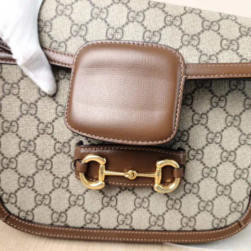 GUCCI Shoulder Bag Horsebit 1955 Horsebit Medium Monogram PVC Medium 25 × 8 × 18 cm — detail view 10 of 14