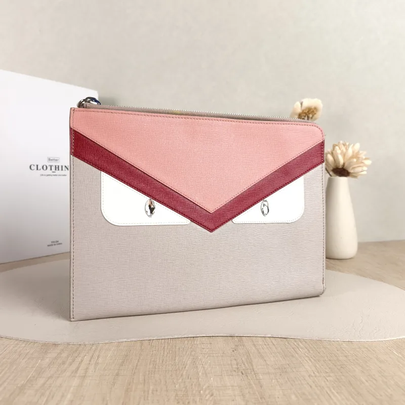 FENDI Clutch Clutch Colorblock Calfskin One Size 25.5*19 — cover view 4 of 4