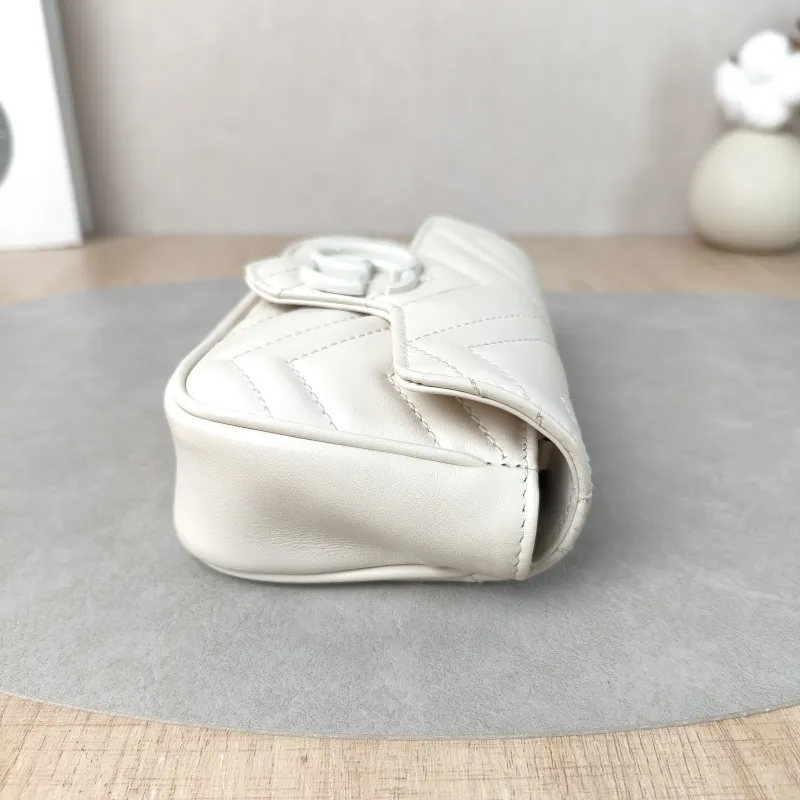 GUCCI Shoulder Bag GG Marmont Mini Marmont Mini g White Calfskin Mini 16.5 × 4.5 × 9.5 cm — detail view 2 of 13